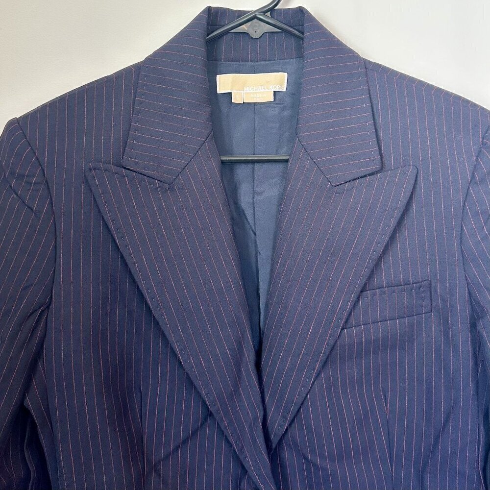 Michael Kors Navy/Red Pinstripe Blazer - Size: 8 - Picture 2 of 9